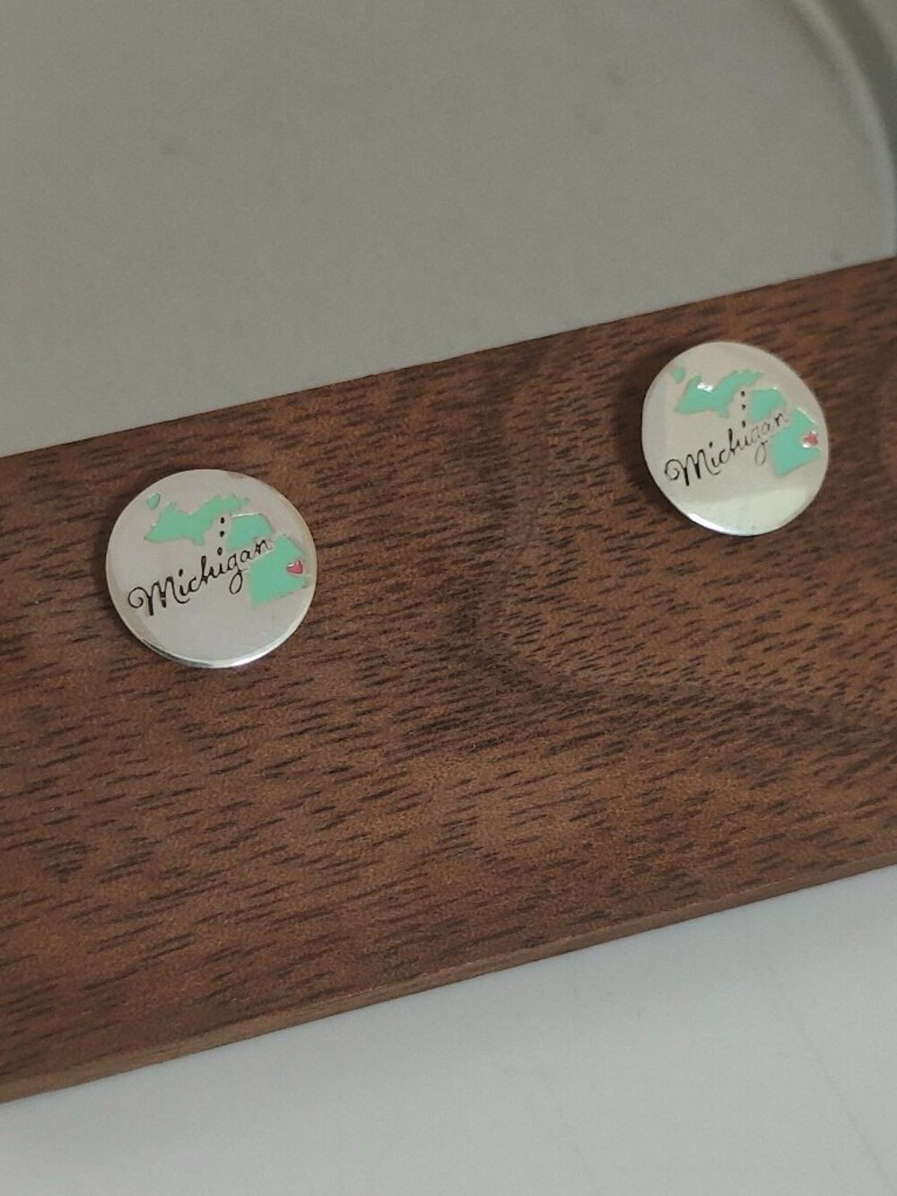 Michigan Map Travel Vacation Stud Earring Exclusive Designed S925 Silver